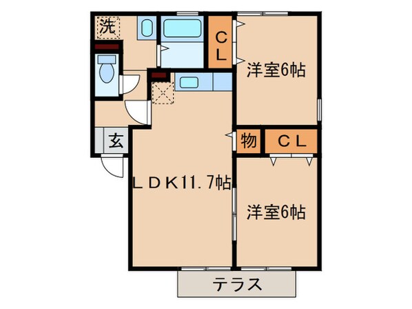 クレ－ル塚の原Ａの物件間取画像